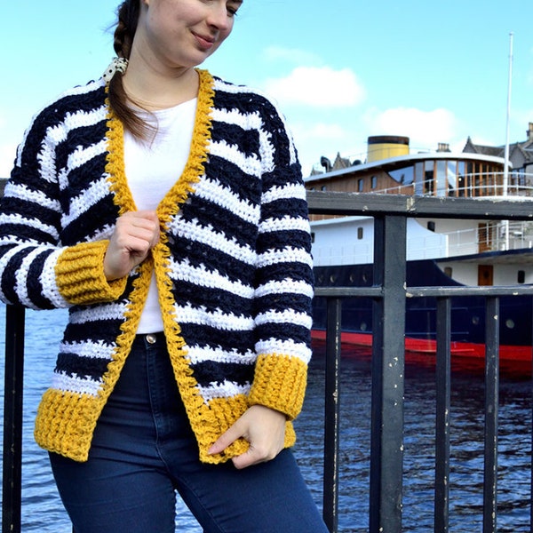 Crochet Nautical Cardigan Pattern PDF | Easy Crochet Summer Sweater | Crochet Pattern Summer Cardigan For Women | Video Tutorial