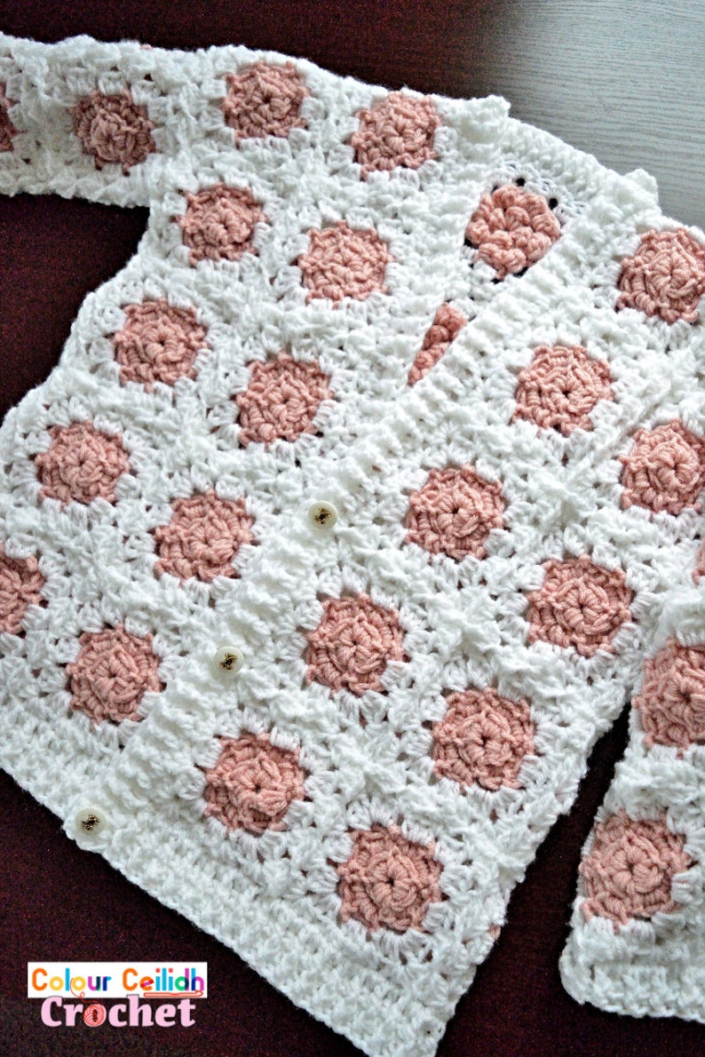 Easy Crochet Granny Square Cardigan Pattern PDF Crochet Rose Flower Granny Square YouTube Video Tutorial Layout Diagram image 5