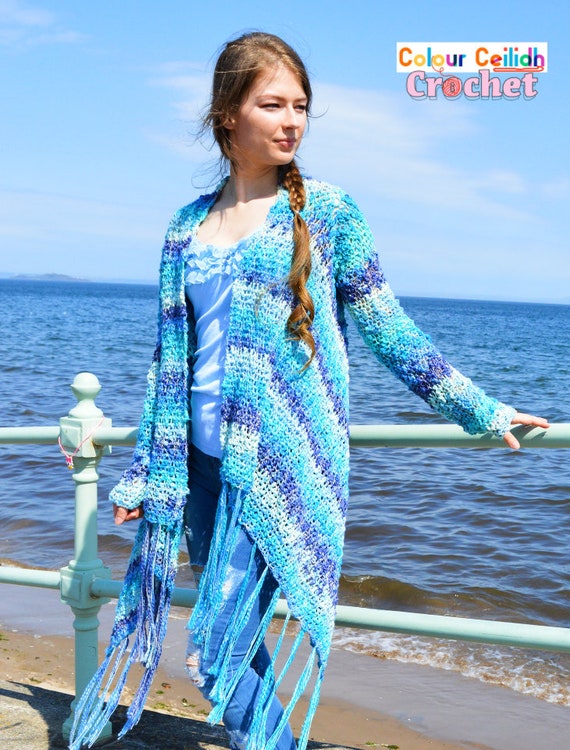 Crochet waterfall shop cardigan