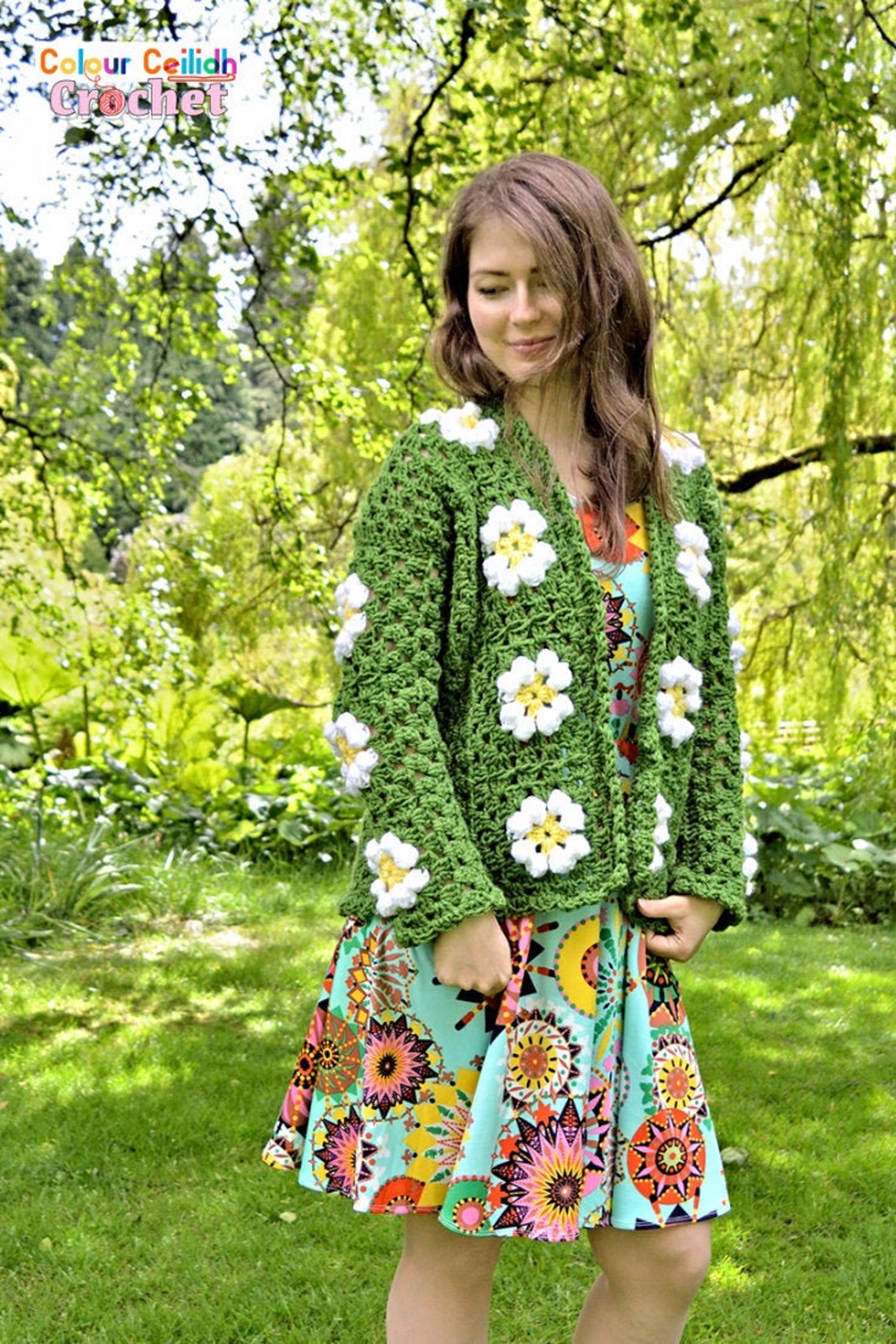 Crochet Daisy Granny Square Cardigan Jacket Pattern PDF Etsy