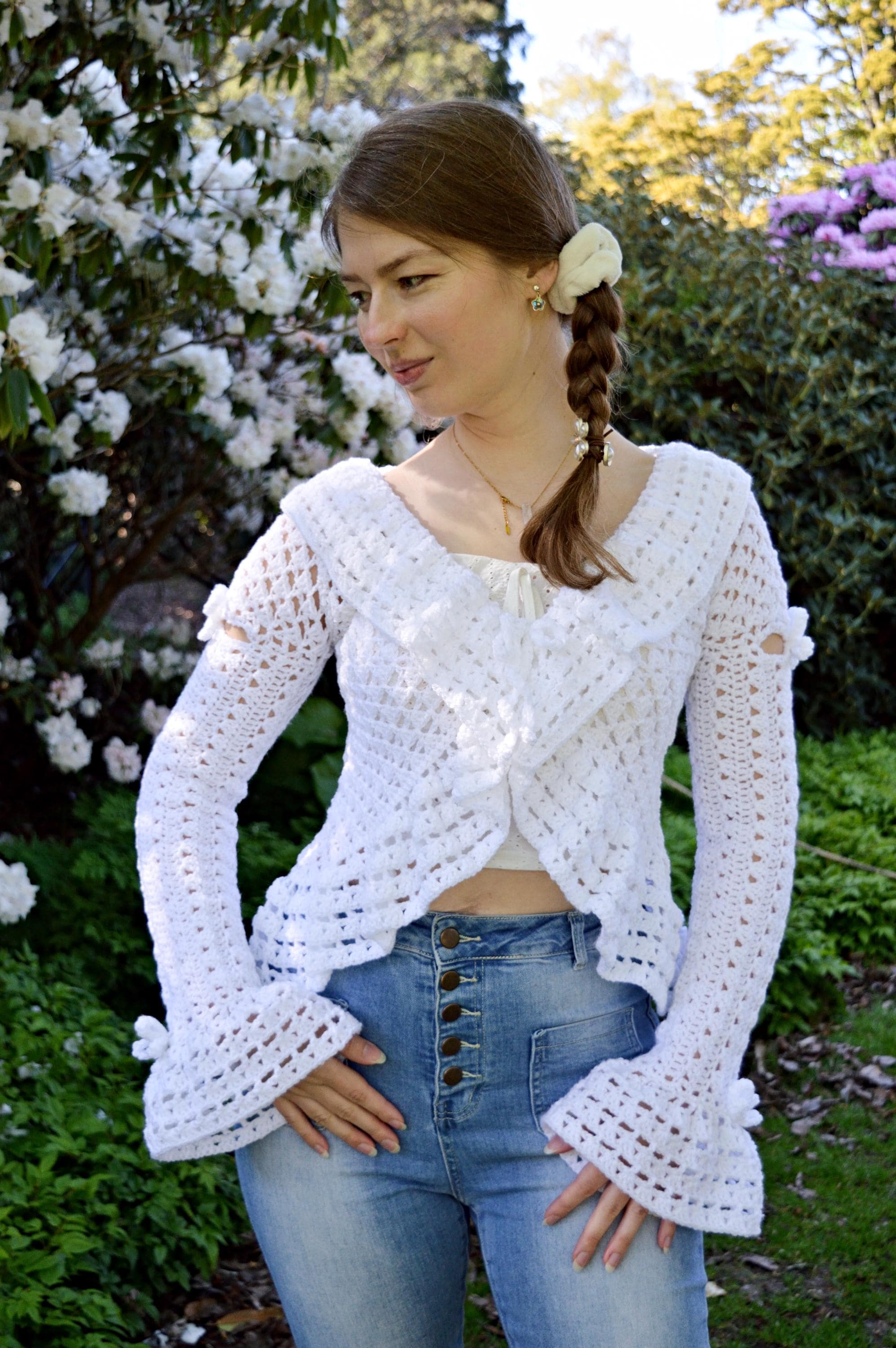 40 Lace Cardigan Crochet Patterns to Refresh Your Handmade Wardrobe 3 Tie Front Crochet Lace Cardigan For Summer With Ruffle