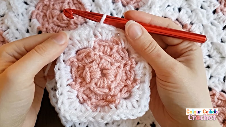 Easy Crochet Granny Square Cardigan Pattern PDF Crochet Rose Flower Granny Square YouTube Video Tutorial Layout Diagram image 9