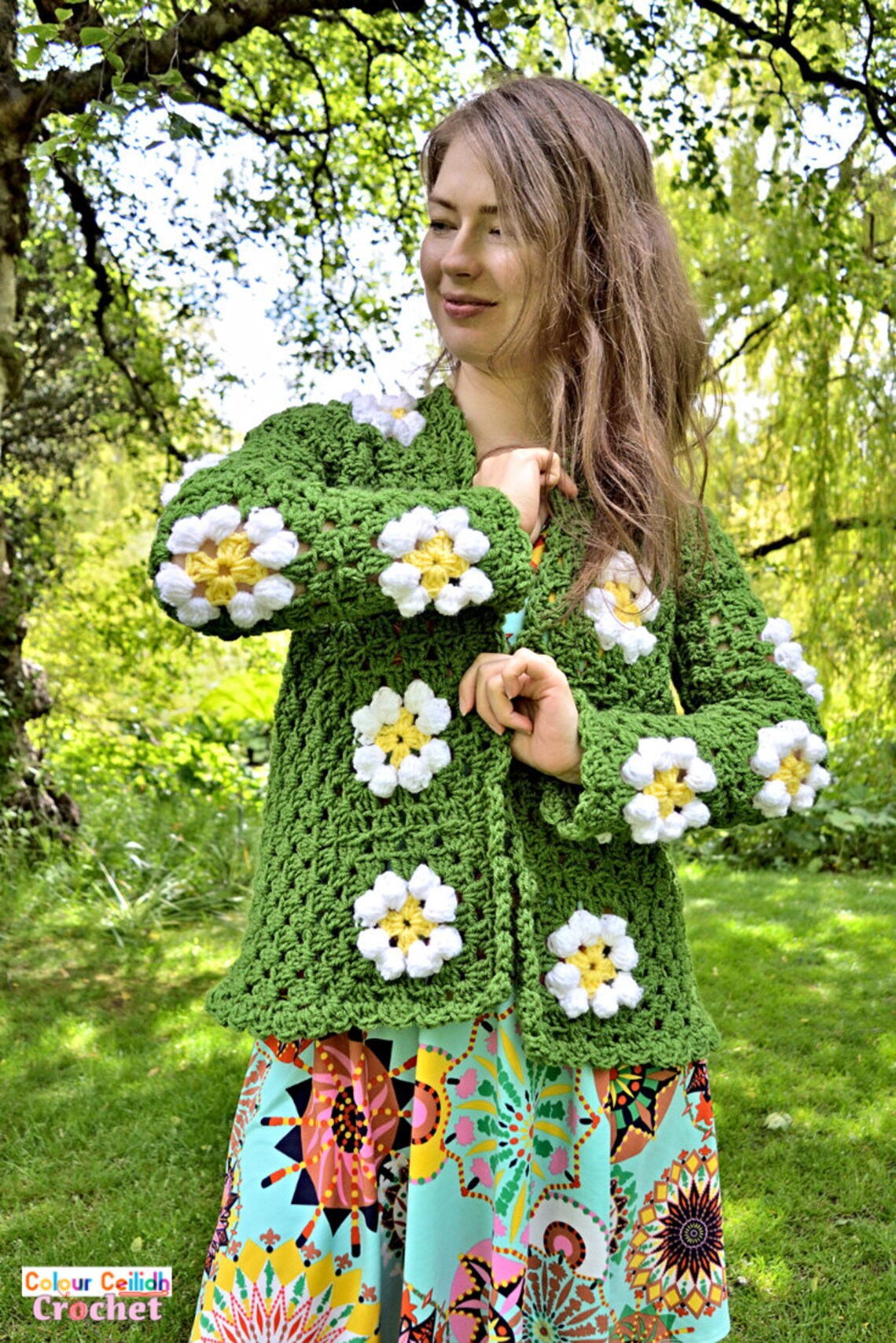 Crochet Daisy Granny Square Cardigan Jacket Pattern PDF Etsy