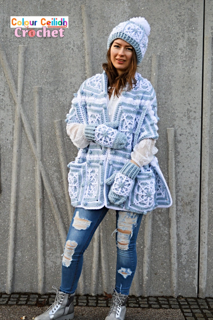 38 Matching Crochet Pattern Sets for Your Next Project 32 Crochet Snowflake Pocket Shawl