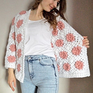 Easy Crochet Granny Square Cardigan Pattern PDF Crochet Rose Flower Granny Square YouTube Video Tutorial Layout Diagram image 6