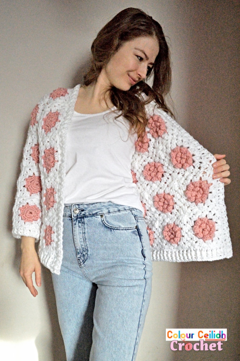 Easy Crochet Granny Square Cardigan Pattern PDF Crochet Rose Etsy UK
