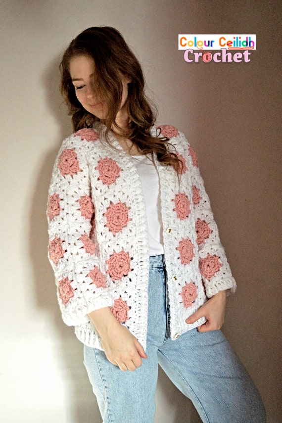 Easy Crochet Granny Square Cardigan Pattern PDF | Crochet Rose