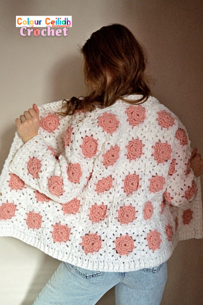 Easy Crochet Granny Square Cardigan Pattern PDF Crochet Rose Etsy UK