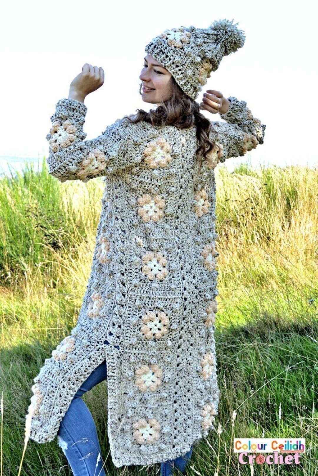 Crochet Granny Square Cardigan Pattern PDF Youtube Tutorial Layout