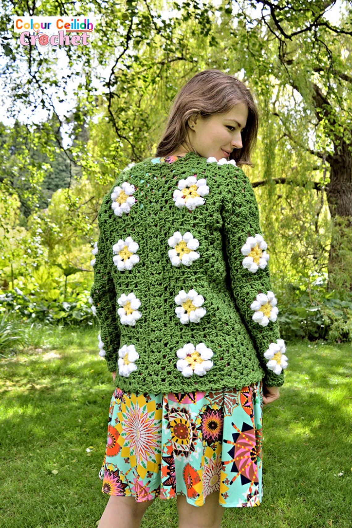 Crochet Daisy Granny Square Cardigan Jacket Pattern PDF Etsy