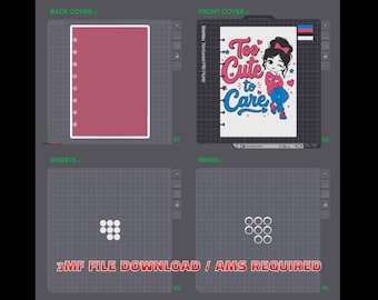 Too Cute To Care Inspired A5 Notebook Cover 3MF | Reusable Binder Cover | Disc Bound Planner Cover | Printable Notebook | Digital Download