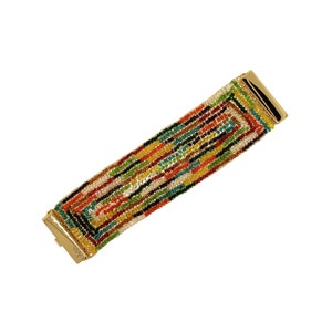 Handmade Crochet Cuff Bracelet: Multicolored Crystal Beads, 18K Gold Filled