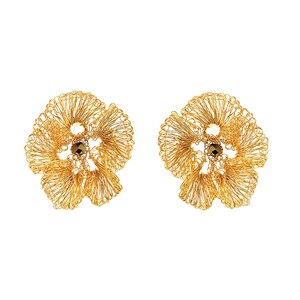 Handmade 18K Gold Filled Plumeria Earrings: Crocheted Floral Wire Jewelry