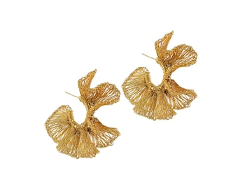 Handmade 18K Gold Filled Wire Crochet Earrings: Ruffled Rio Hoops