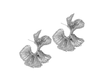 Handmade Palladium Filled Wire Crochet Hoops: Ruffled Silver Earrings