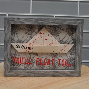 IT Horror Movie Shadow Box- Grey- Spider Webs