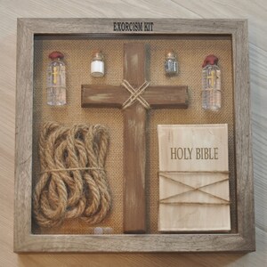 Vintage Exorcism Kit Shadow Box Medium- Burlap