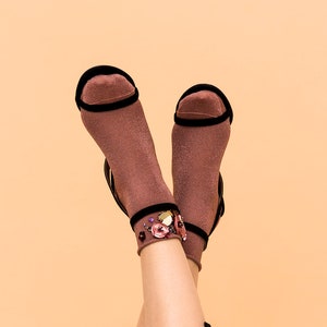 Rose Gold Glitter Socks Pink Peonies
