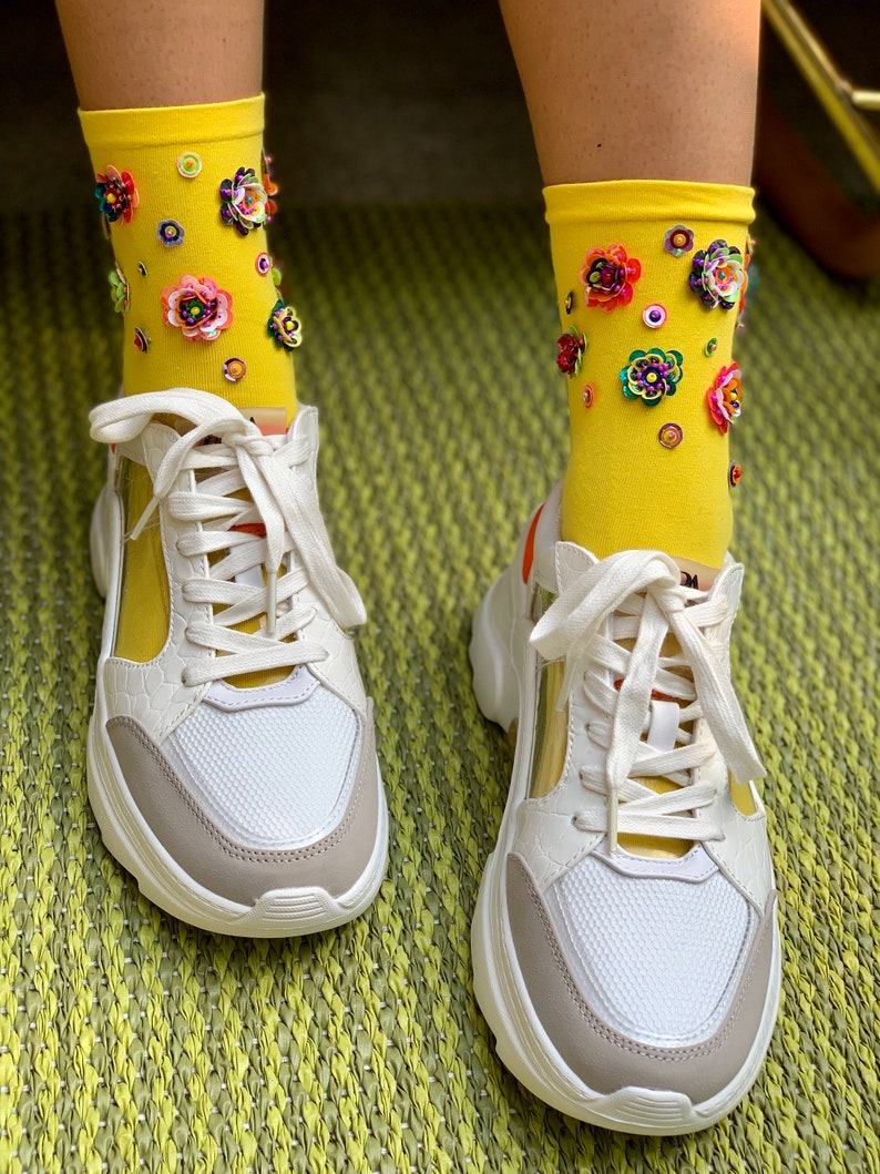 Funky Garden Yellow Organic Cotton Socks image 5