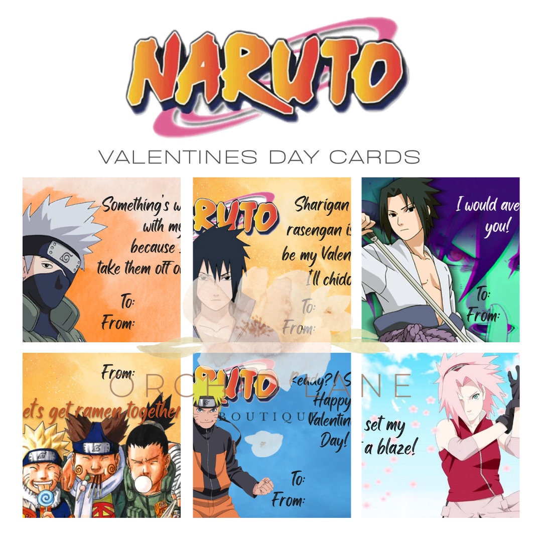 Anime Valentines Day Cards PRINTABLE DIGITAL DESIGN Etsy