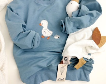 Baby sweatshirt goose blue organic cotton