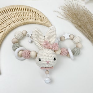 Stroller Chain - Crochet Cream/Rose Bunny Girl