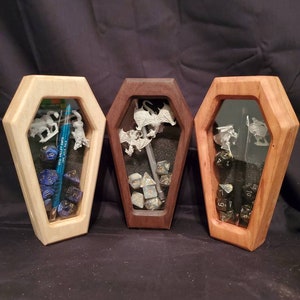 Glass casket / dice box / dice vault / hero vault / /minis box / rolling tray / dungeons and dragons / table top games / made to order.