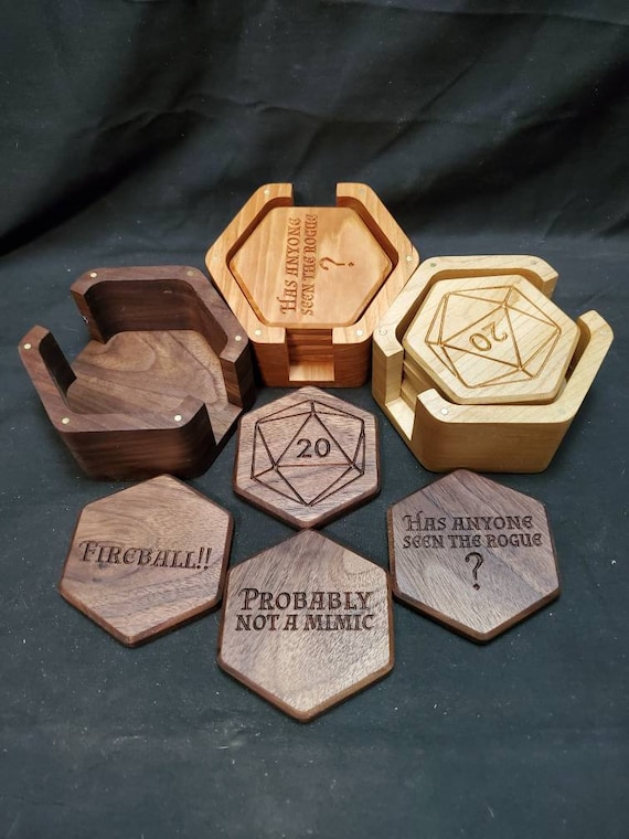 Dungeons and Dragons Coasters: Hardwood Tabletop Game Coasters