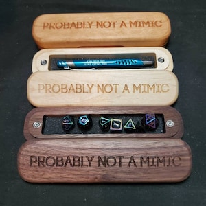 mimic / dice vault /dice box /pen box / pen case / tabletop games / dungeons and dragons / wood / made to order