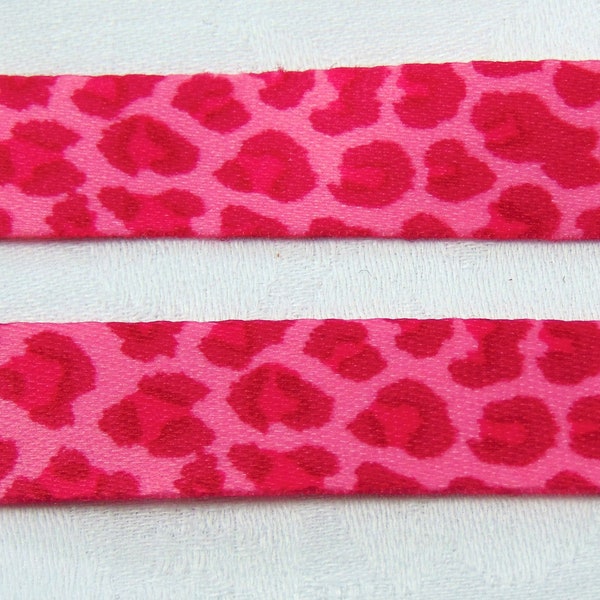 Pink Leopard printed neck strap lanyard 15mm animal skin image