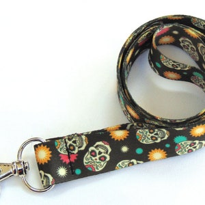 Day of the Dead printed neck strap lanyard 20mm, free UK postage.