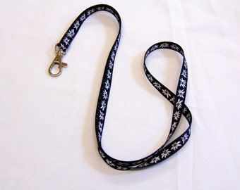 10mm Daisy printed neck strap lanyard (non-detachable clasp, 10mm width)