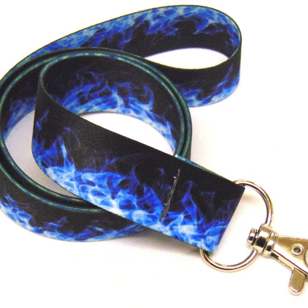 Blue flames printed neck strap lanyard 20mm