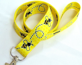 BEES bright and attractive print neck strap lanyard 20mm, free UK postage.