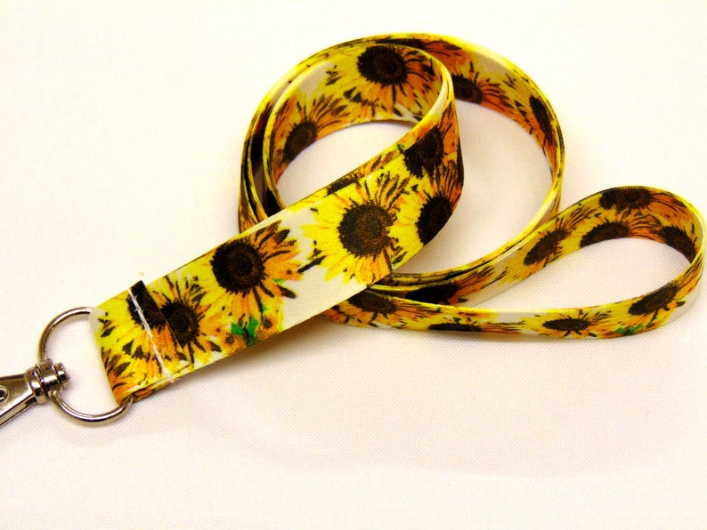 Sunflower printed neck strap lanyard 20mm image 1