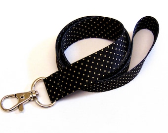 Polka Dot printed neck strap lanyard (non-detachable clasp, 20mm width)