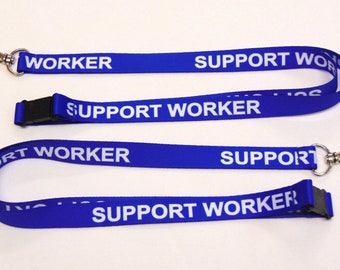 SUPPORT WORKER printed neck strap lanyard 15mm