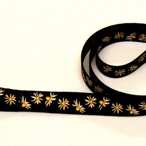 Colourful daisy print on black neck strap lanyard 15mm image 2