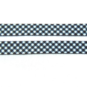 Mini imprimé vichy en diagonale (noir) avec fermoir non amovible 10 mm