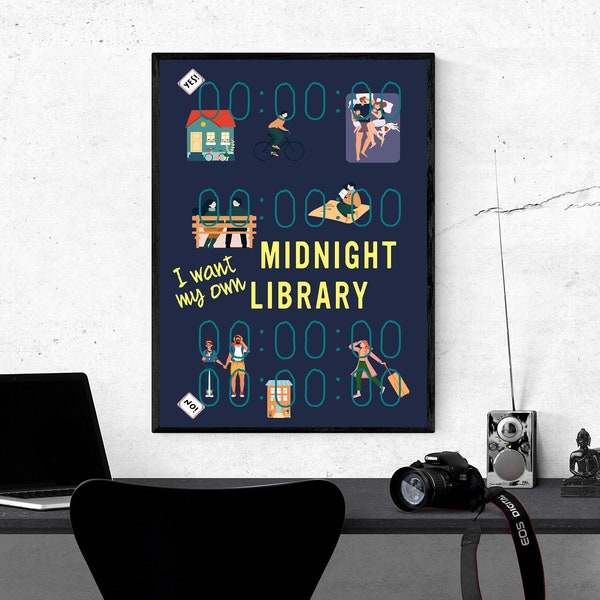 The Midnight Library Art Print Instant Download