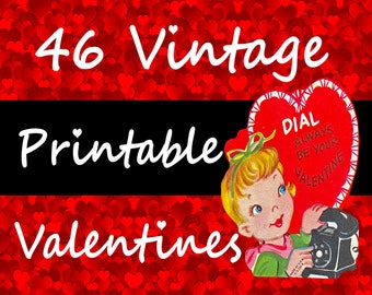 Authentic Vintage Valentine's Day Ephemera Retro Digital Cards Printable Clip Art Craft Instant Download Print & Cut