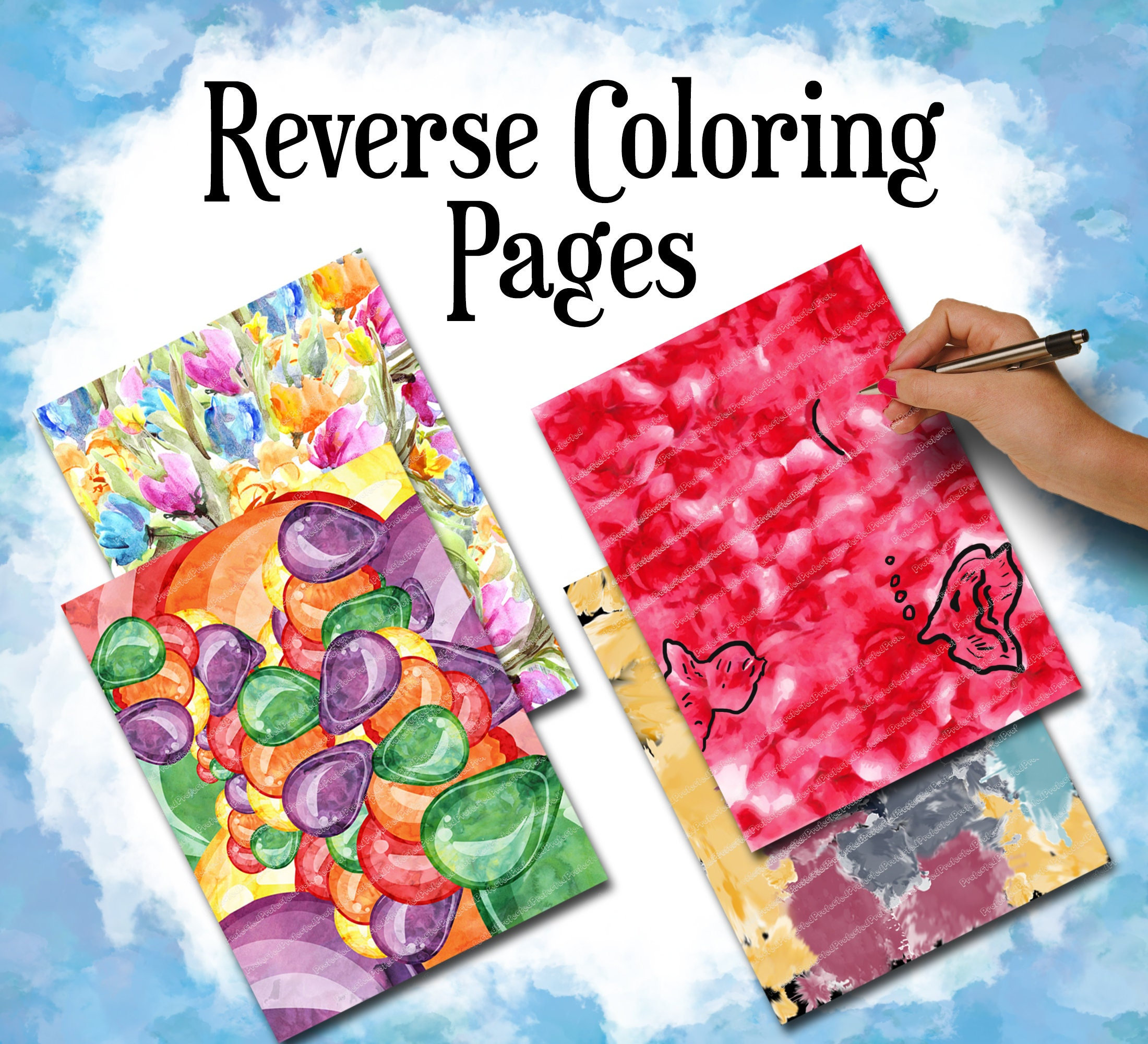 Adult Coloring Sheet PDF Coloring Book Reverse Coloring Sketch