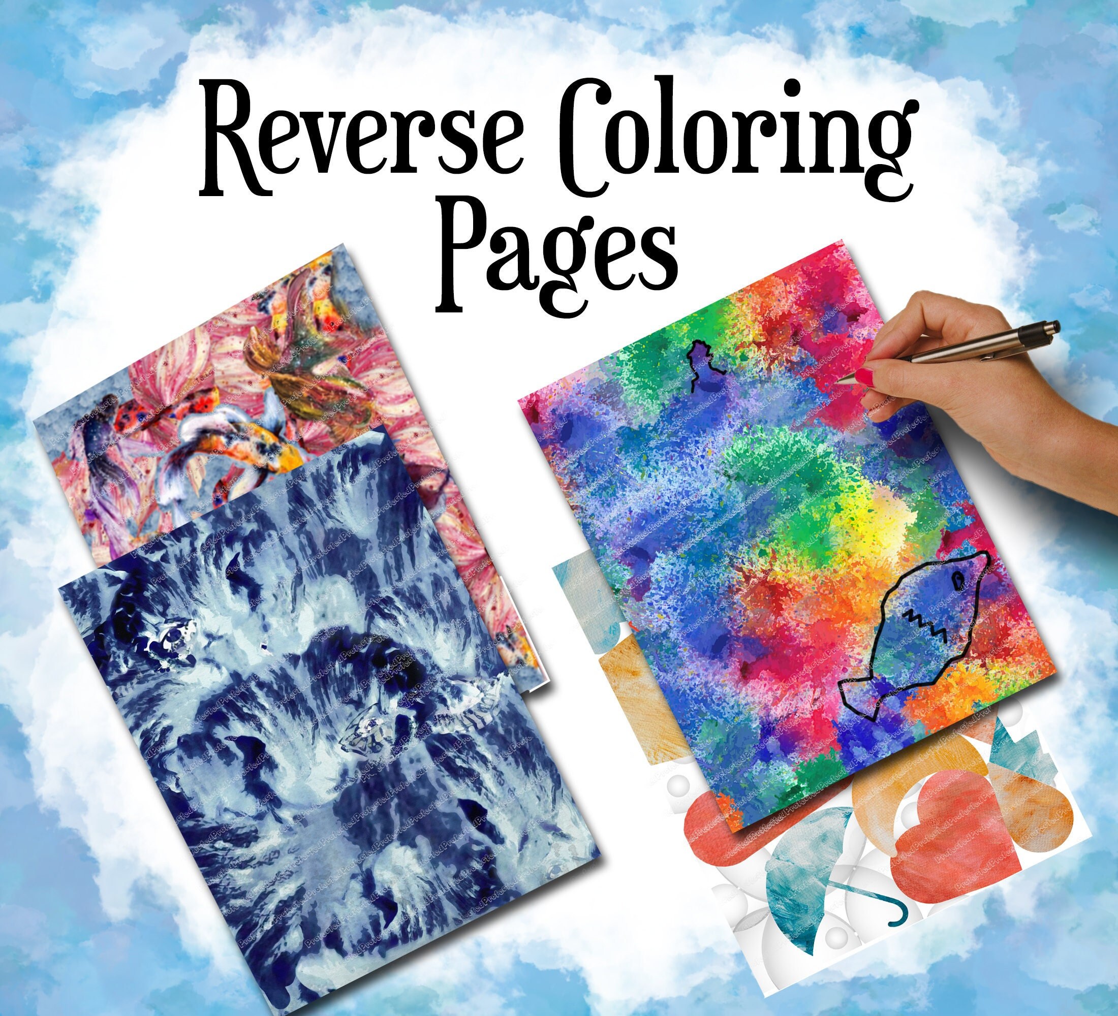 Reverse Coloring Book, 5 Reverse Abstract Coloring Pages for Adults,  Antistress and Relaxing Coloring, High Quality, PDF Download -  Sweden