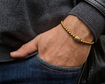 Gold Hematite Beads Buddha Head Bracelet  for Energy & Protection, Minimalist Mala Jewelry