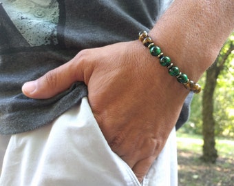 Bracciale con perline in occhio di tigre, Mala della ricchezza unisex, regalo di anniversario