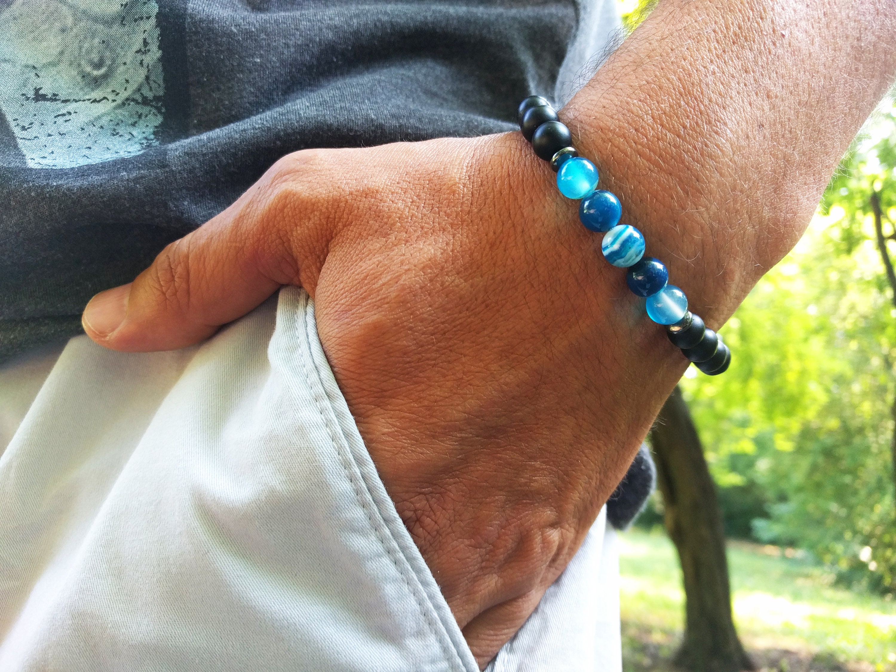 Balance & Protection Mens Bracelet Anxiety Bracelet Stress Etsy