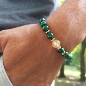 Citrine, Green Tiger Eye Bracelet, Intention Prosperity, Abundance Bracelet, Attract Wealth Crystals Jewelry