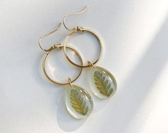 Pendientes colgantes de lágrima de helecho / estilo Boho