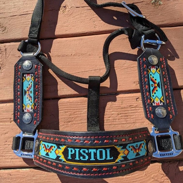 Custom Horse Halter with Personal Beaded Inlay