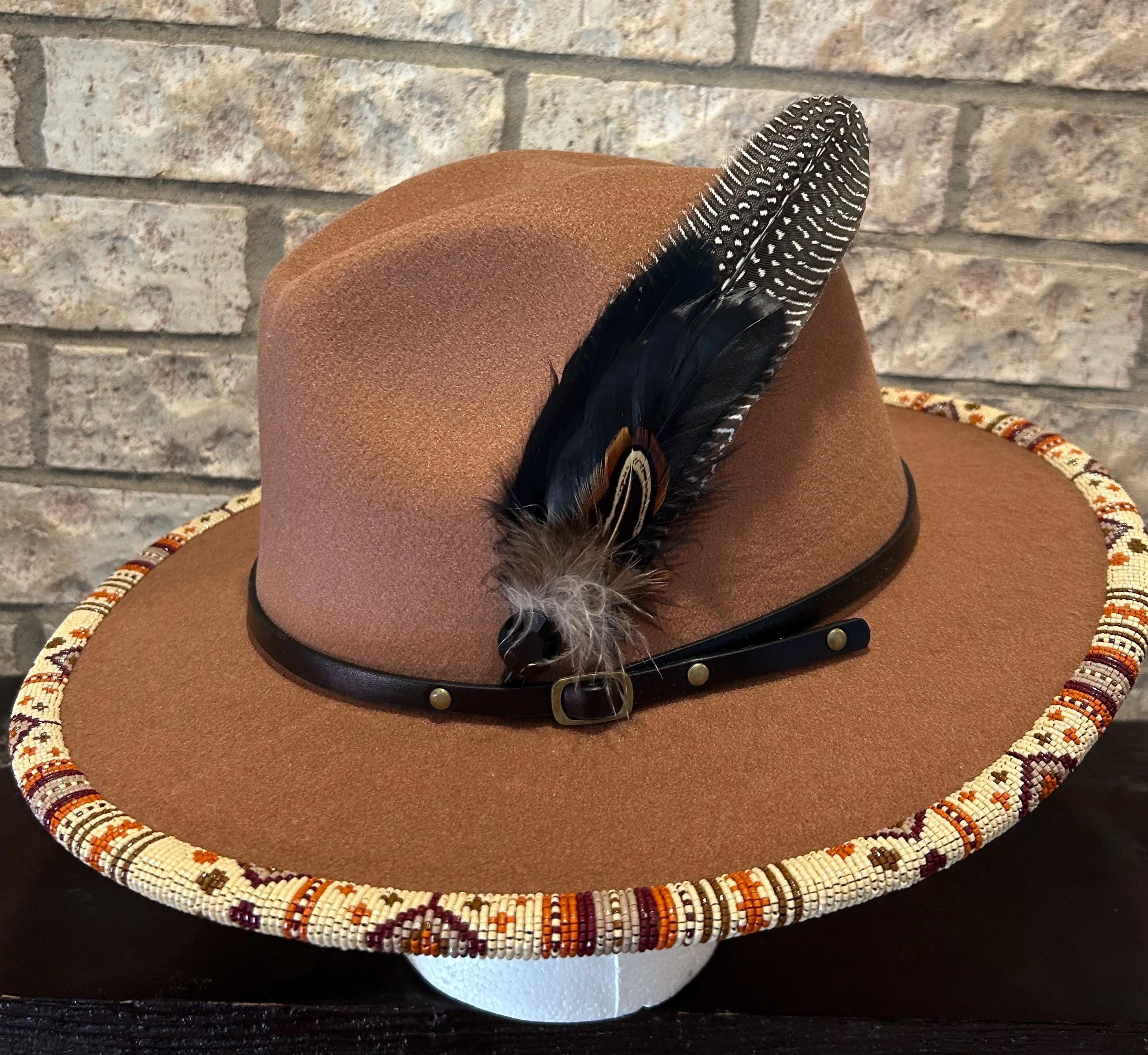 Tan Beaded Fedora - Etsy